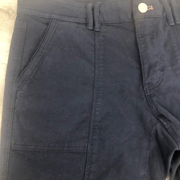 WHBM Crop Straight Blue Flap Pockets Gold Buttons Size 4S - Picture 5 of 8